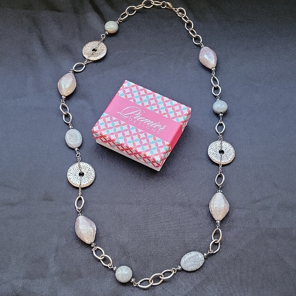 Premier Designs Silver Necklace with Elegant Disc Charms